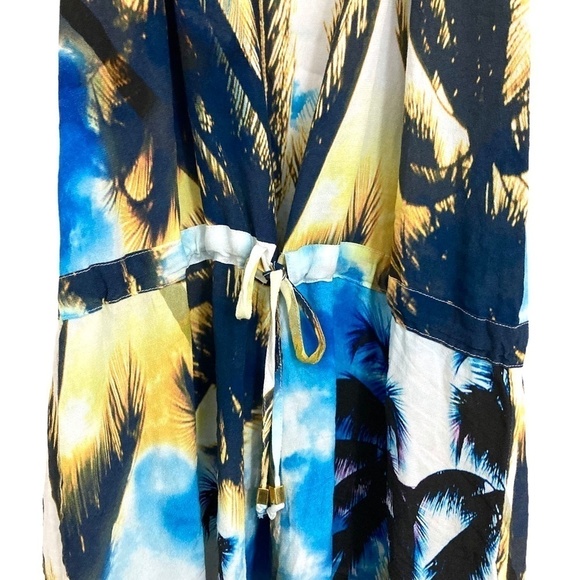 SUBOO Palm Print Open Back V-Neck Tropical Boho Playsuit Romper - Picture 6 of 13